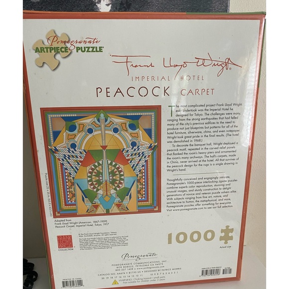 Imperial Hotel Peacock Carpet 1000 piece  Jigsaw Puzzle by Pomegranate - Picture 2 of 2